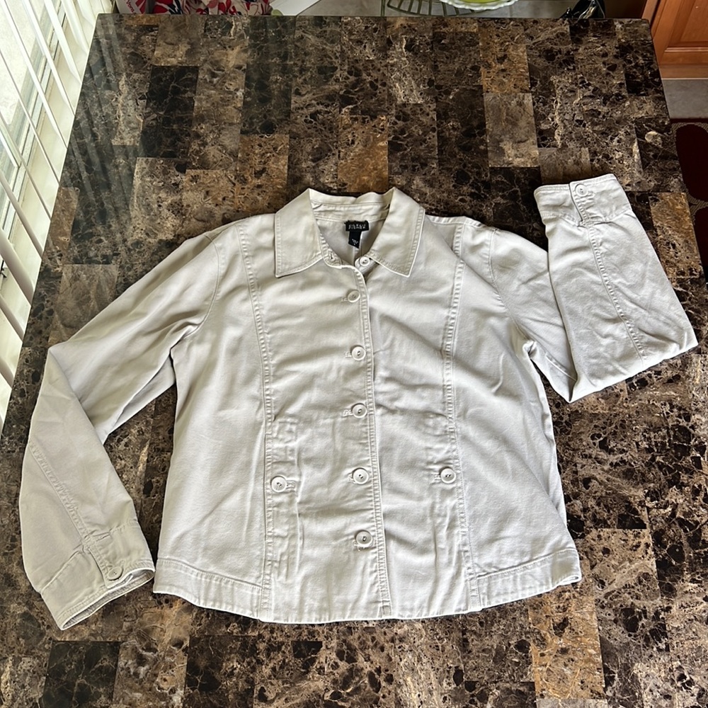 Eileen Fisher Light Tan Organic Cotton Jacket, Size Small
